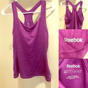 Purple Reebok workout tank top with built-in bra